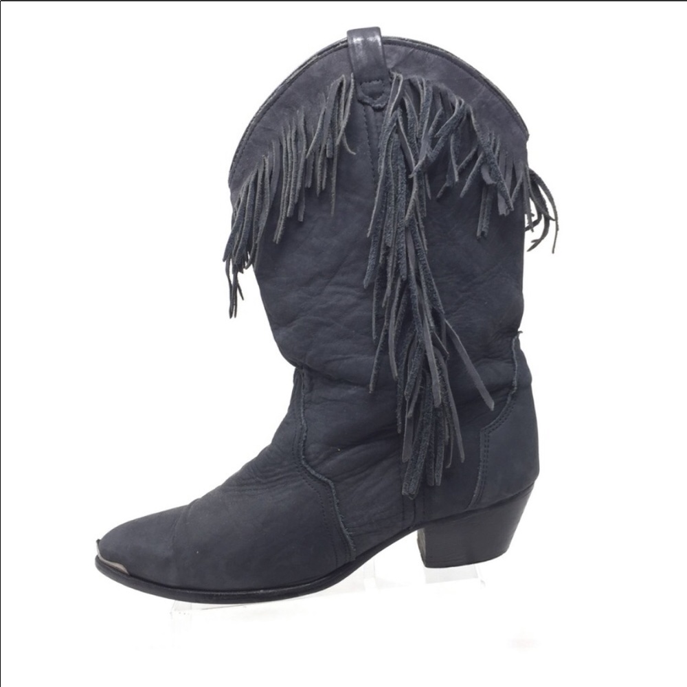 Vintage Western inspired fringe suede boots Acme 9